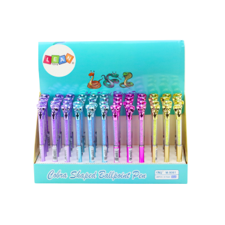 Długopis z kobrą diamenciki niebieski wkład 0.7mm mix