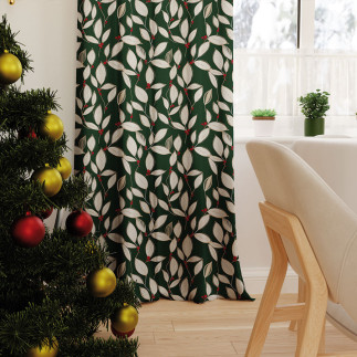Liście jarzębiny tkanina dekoracyjna velvet, 150cm, kolor 002 zielony