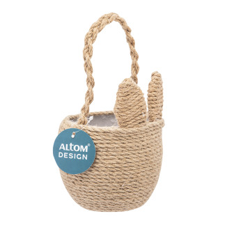 Koszyk jutowy z uchwytem Dekoracyjny Zając 12x12x15 cm EAN: 5904252386576
