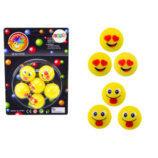 Zestaw piłeczek kauczukowych emoji żółte 6 szt