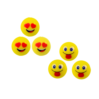 Zestaw piłeczek kauczukowych emoji żółte 6 szt - EAN: 5905991026655