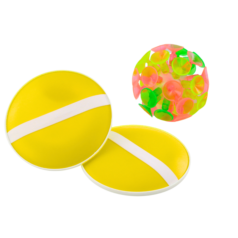 Gra zręcznościowa z paletkami okrągłymi i przyssawkami, żółta - EAN: 5905991027270