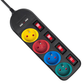 Maclean listwa zasilająca 4 gniazda 2xusb mce229b