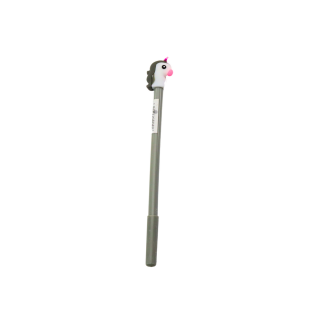 Długopis z jednorożcem zatyczka czarny wkład mix siwy fioletowy 0.5mm