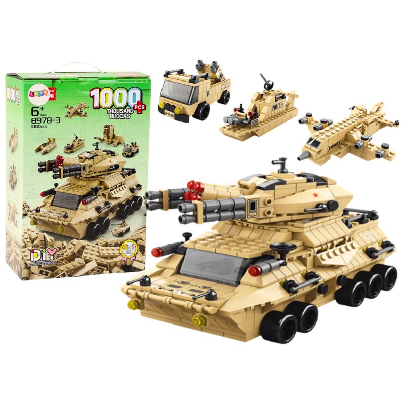 Zestaw klocków czołg wojskowy militarny piaskowy 1000 el