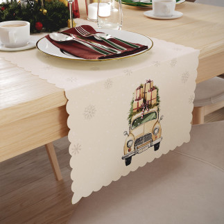 Bieżnik Vintage Samochód Wodoodporny 38x140cm Beżowy - EAN: 5906450011700