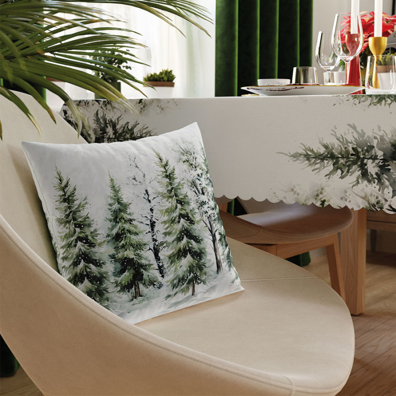Las zimą poszewka dekoracyjna velvet 40x40cm zielona EAN: 5906450011564