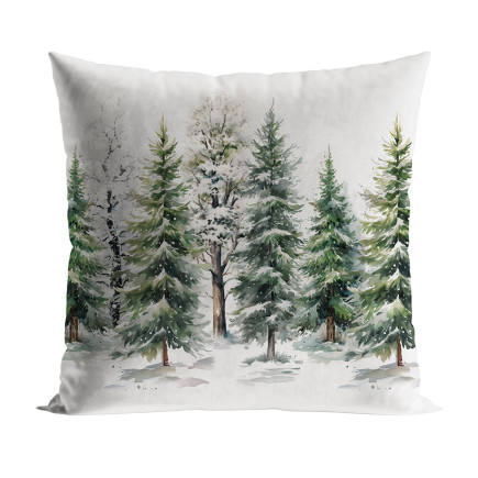 Las zimą poszewka dekoracyjna velvet 40x40cm zielona EAN: 5906450011564