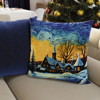 Miasteczko poszewka dekoracyjna velvet, 40x40cm, kolor 009 wielokolorowy