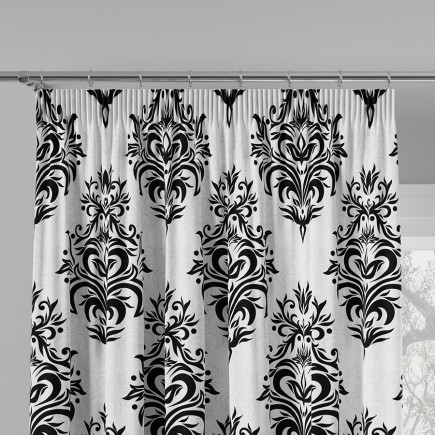 Alexis tkanina dekoracyjna velvet, 150cm, kolor 001 biały z czarnym
