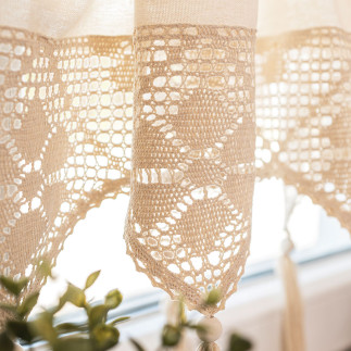 Rachela zazdrostka gotowa z ażurem, szerokość 200 x wysokość 75cm, kolor 012 kremowy