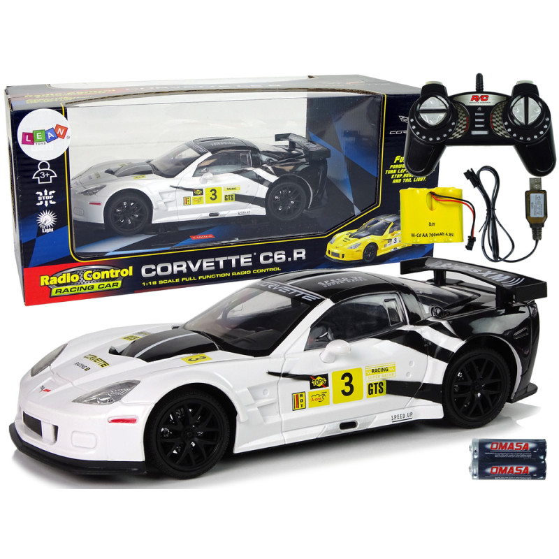 Auto sportowe wyścigowe R/C Corvette C6.R biały 2.4G z światłami - EAN: 5904204756624 Auto sportowe wyścigowe R/C Corvette C6.R biały 2.4G z światłami - EAN: 5904204756624