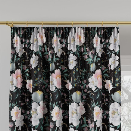 Tkanina dekoracyjna Velvet Flaura 150cm, kolor czarny 006, EAN: 5906450925717
