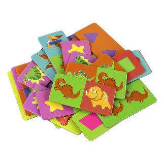 Dwustronne domino dinozaury 10 cm, 28 el., gra logiczna puzzle - EAN: 5905884450253