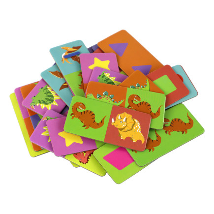 Dwustronne domino dinozaury 10 cm, 28 el., gra logiczna puzzle - EAN: 5905884450253