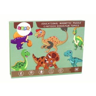 Edukacyjny zestaw puzzli magnetycznych z motywem dinozaurów