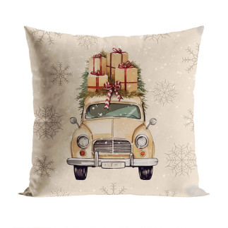 Vintage Samochód Poszewka Dekoracyjna Velvet 40x40cm Beżowa EAN: 5906450011717