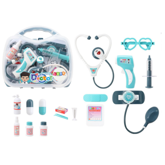 Zestaw medyczny małego doktora w walizce światła dźwięki niebieski