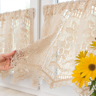 Iness zazdrostka gotowa ażurowa, szerokość 150 x wysokość 90cm, kolor 012 kremowy