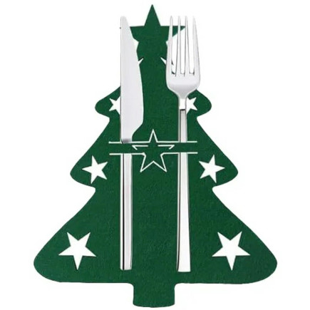 Bq86 kieszonki na sztućce 6szt choinka    zielona