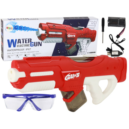 Duży pistolet na wodę czerwony 750ml okulary