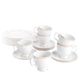 Serwis kawowy porcelanowy MariaPaula Złota Linia biały na 6 osób (18 el.)