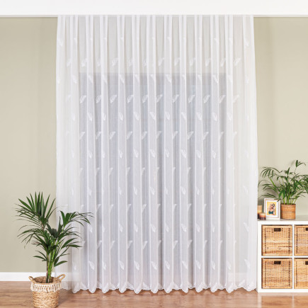 Firanka haftowana z wzorem po całości, 290cm, kolor biały 001, EAN: 5907693280878