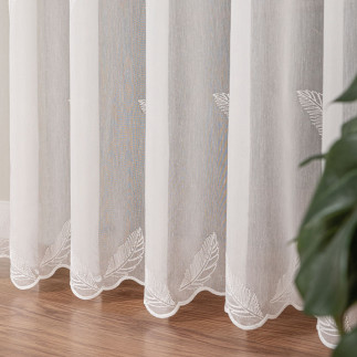 Firanka haftowana ze wzorem po całości, wysokość 290cm, kolor 011 naturalny