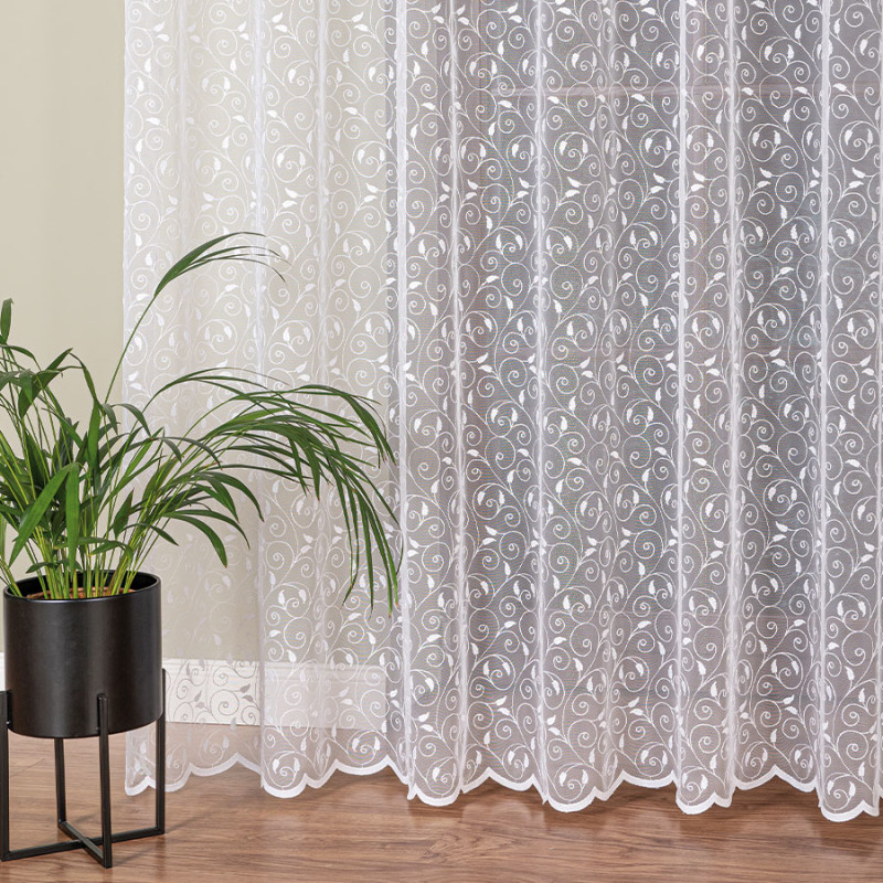 Firanka haftowana na greckim tiulu pasowym, biały 290cm - EAN: 5907693280830
