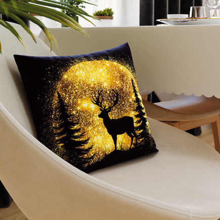 Brokatowy jelonek poszewka dekoracyjna velvet, 40x40cm, kolor 005 czarny
