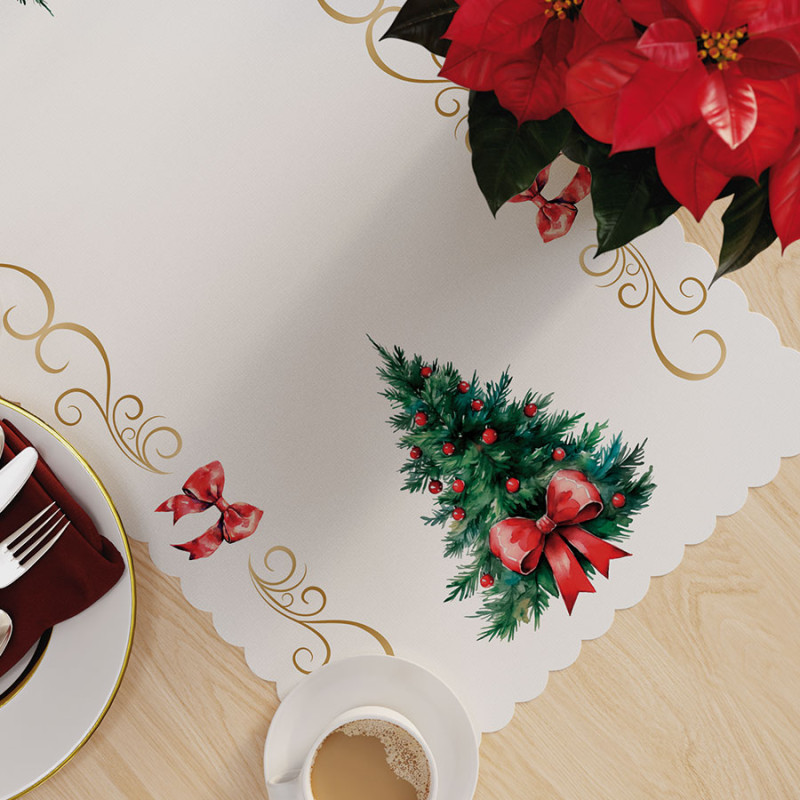 Bieżnik wodoodporny Choinka z kokardą 50x100cm kolor 009 wielokolorowy EAN: 5906450925755