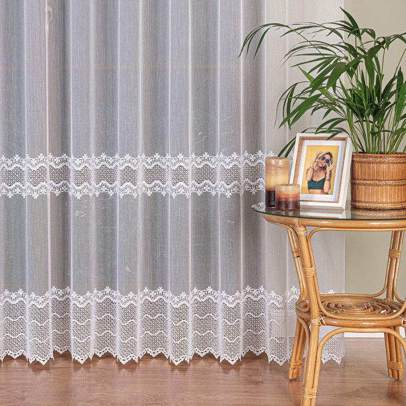 Firanka haftowana z aplikacją 290cm Biała EAN: 5906450013308