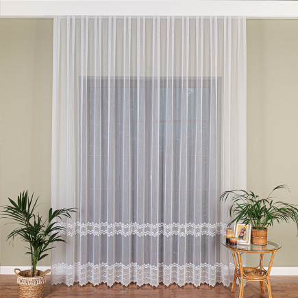 Firanka haftowana z aplikacją 290cm Biała EAN: 5906450013308