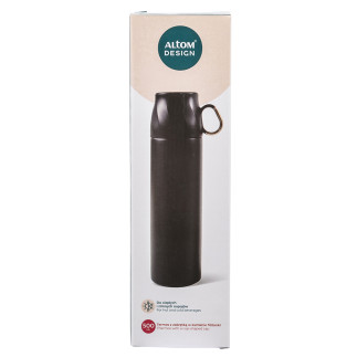 Termos z zakrętką w kształcie filiżanki 500 ml czarny ze złotem