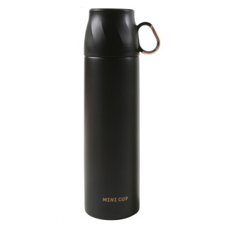 Termos z zakrętką w kształcie filiżanki 500 ml czarny ze złotem