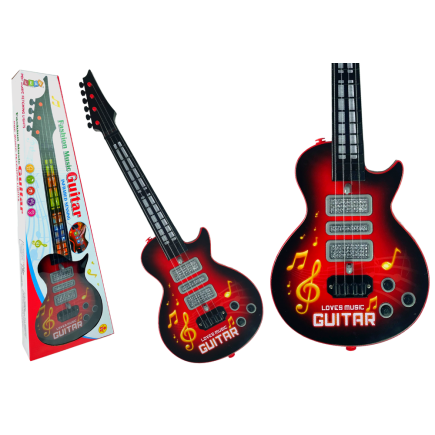 Gitara elektryczna gwiazda struny kolorowe diody czerwona
