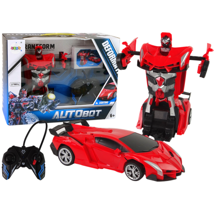 Auto robot transformer 2w1 pilot r/c zdalnie sterowane czerwony
