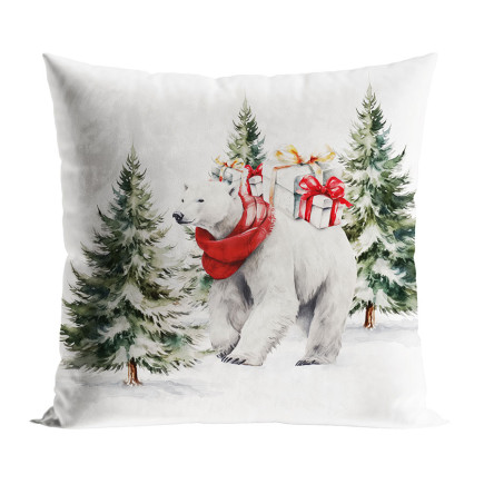 Miś polarny poszewka dekoracyjna velvet 45x45cm wielokolorowy EAN: 5906450011663