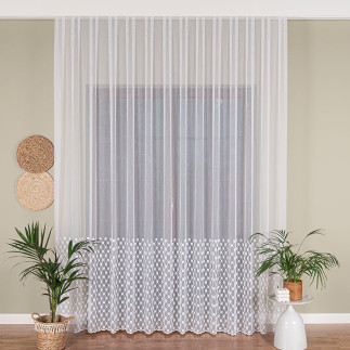 Firanka z aplikacją pasową, wysokość 290 cm, kolor biały 001, EAN: 5907693280915