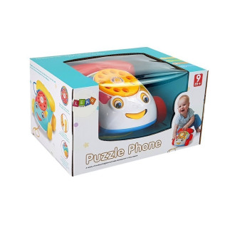 Telefon  do ciągnięcia na kółkach ze słuchawka na baterie dla niemowlęcia