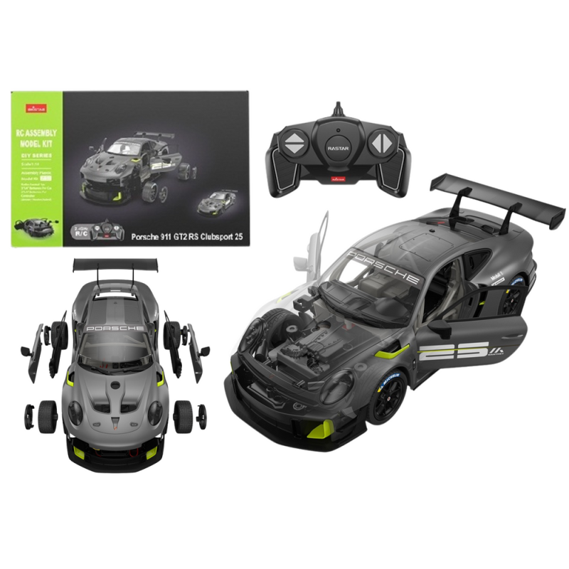 Klocki Konstrukcyjne Rastar Porsche 911 GT2 RC Auto 1:18 Szare 68 Elementów EAN: 5905991028604 Klocki Konstrukcyjne Rastar Porsche 911 GT2 RC Auto 1:18 Szare 68 Elementów EAN: 5905991028604