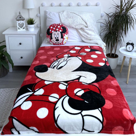 Koc Flanelowy 100X150 Myszka Minnie Czerwony (Coral)