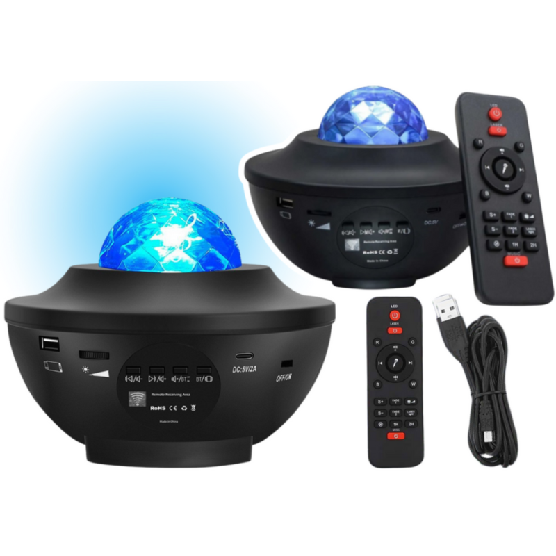 Projektor Gwiazd Lampka Nocna LED z Głośnikiem Bluetooth i Pilotem - EAN 5905991030478