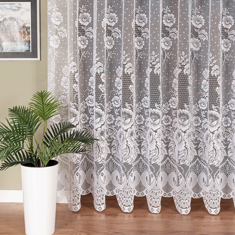 Firanka żakardowa z wzorem po całości 230cm, kolor biały 001 - EAN: 5906450009998