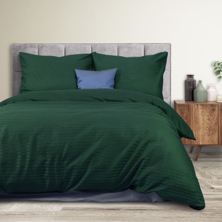 Pościel Satyna Bawełniana Cizgili Dark Green/180X200 Exclusive
