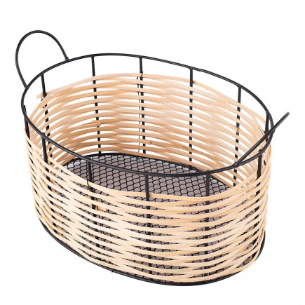 Koszyk metalowy ze słomkowym wykończeniem 33x20x15 cm, EAN: 5907508177874