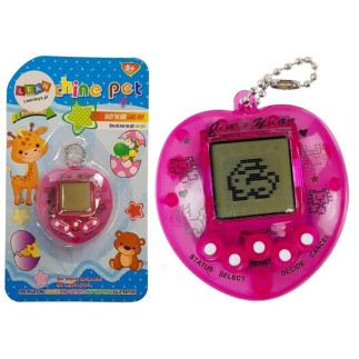 Gra elektroniczna tamagotchi różowa z krótkim łańcuszkiem