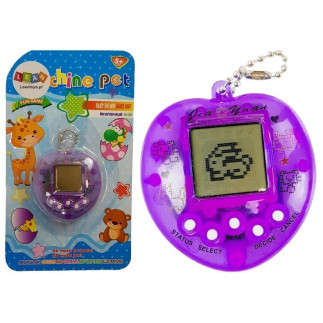 Gra elektroniczna tamagotchi fioletowa z krótkim łańcuszkiem
