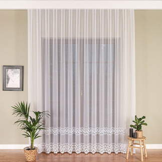 Firanka z aplikacją pasową 280cm, kolor biały - EAN: 5906450011045