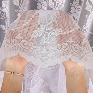 Firanka żakardowa ze wzorem po całości, wysokość 250cm, kolor 001 biały